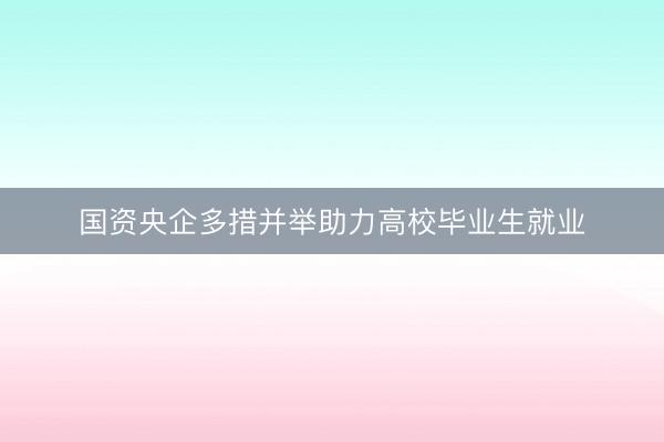 国资央企多措并举助力高校毕业生就业