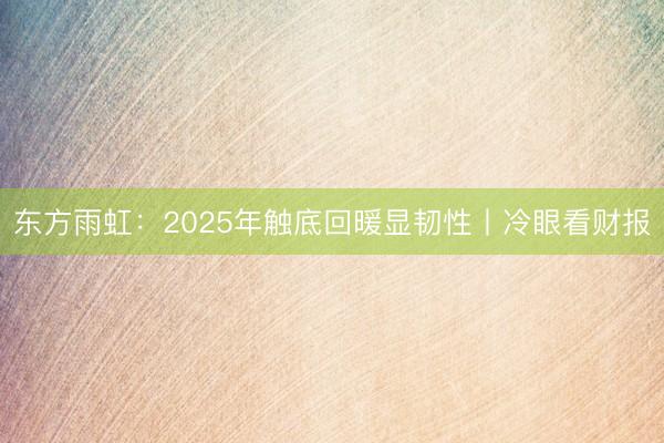 东方雨虹：2025年触底回暖显韧性丨冷眼看财报