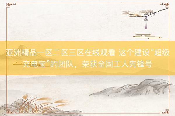 亚洲精品一区二区三区在线观看 这个建设“超级充电宝”的团队，荣获全国工人先锋号