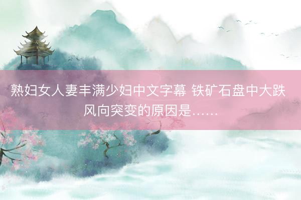 熟妇女人妻丰满少妇中文字幕 铁矿石盘中大跌 风向突变的原因是……