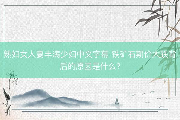 熟妇女人妻丰满少妇中文字幕 铁矿石期价大跌背后的原因是什么？