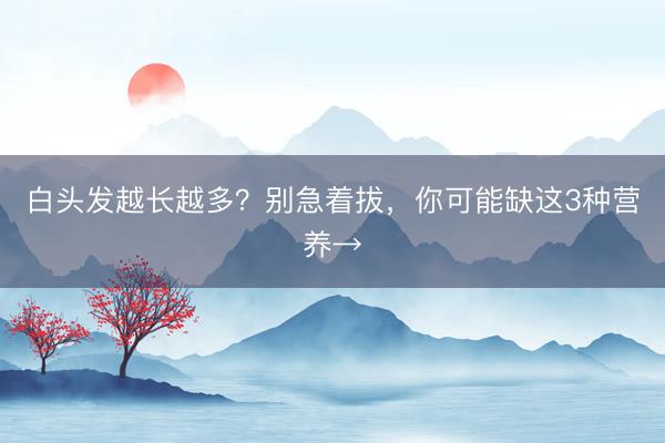 白头发越长越多？别急着拔，你可能缺这3种营养→