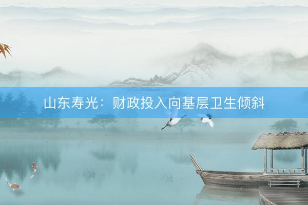 山东寿光：财政投入向基层卫生倾斜