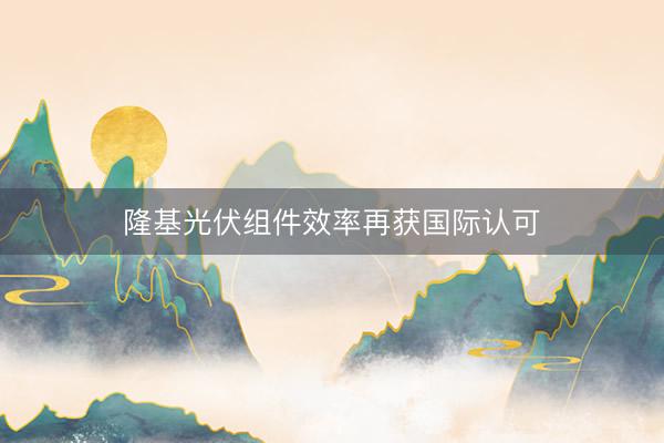 隆基光伏组件效率再获国际认可