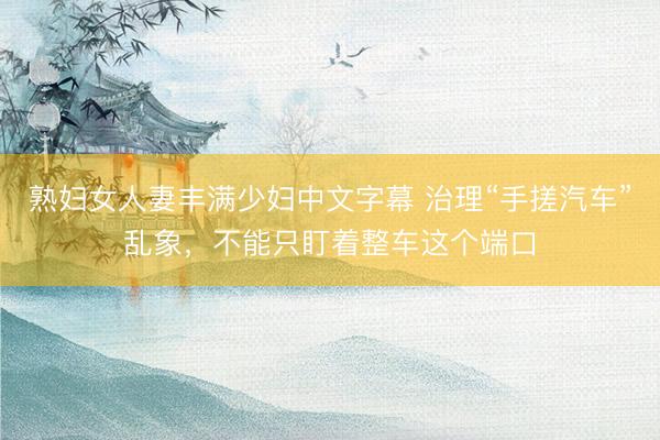 熟妇女人妻丰满少妇中文字幕 治理“手搓汽车”乱象，不能只盯着整车这个端口