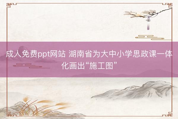 成人免费ppt网站 湖南省为大中小学思政课一体化画出“施工图”