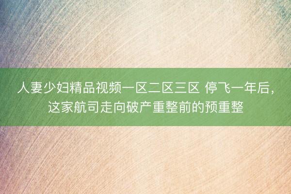 人妻少妇精品视频一区二区三区 停飞一年后，这家航司走向破产重整前的预重整