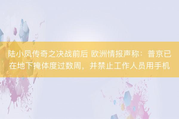 陆小凤传奇之决战前后 欧洲情报声称：普京已在地下掩体度过数周，并禁止工作人员用手机