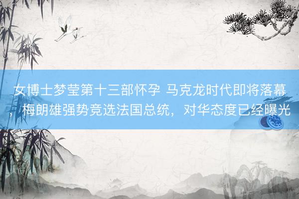 女博士梦莹第十三部怀孕 马克龙时代即将落幕，梅朗雄强势竞选法国总统，对华态度已经曝光