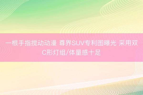 一根手指搅动动漫 尊界SUV专利图曝光 采用双C形灯组/体量感十足