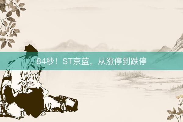 84秒！ST京蓝，从涨停到跌停