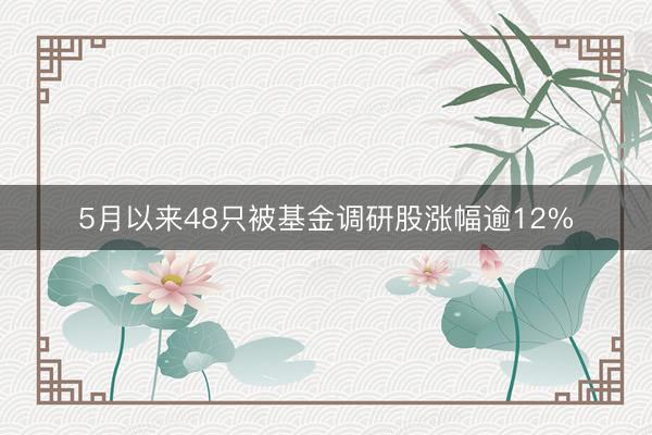 5月以来48只被基金调研股涨幅逾12%