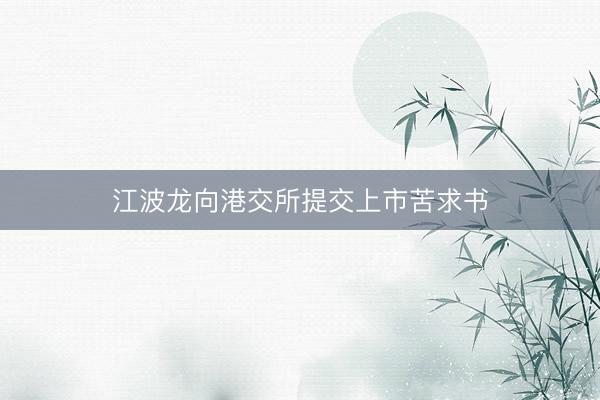 江波龙向港交所提交上市苦求书