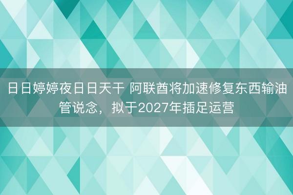 日日婷婷夜日日天干 阿联酋将加速修复东西输油管说念，拟于2027年插足运营