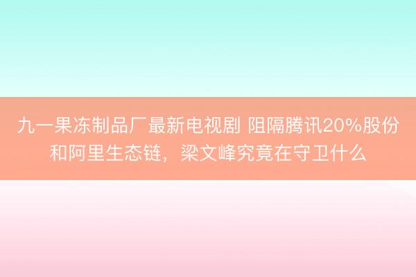 九一果冻制品厂最新电视剧 阻隔腾讯20%股份和阿里生态链，梁文峰究竟在守卫什么