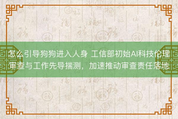怎么引导狗狗进入人身 工信部初始AI科技伦理审查与工作先导揣测，加速推动审查责任落地