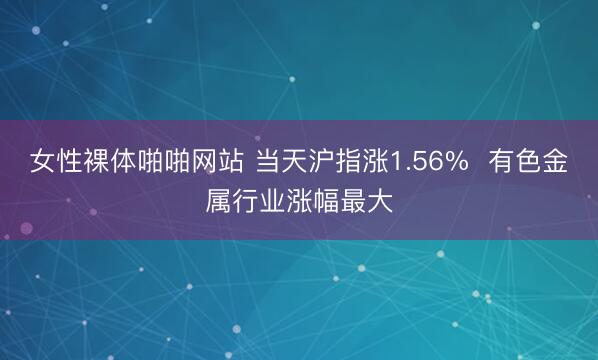 女性裸体啪啪网站 当天沪指涨1.56%  有色金属行业涨幅最大