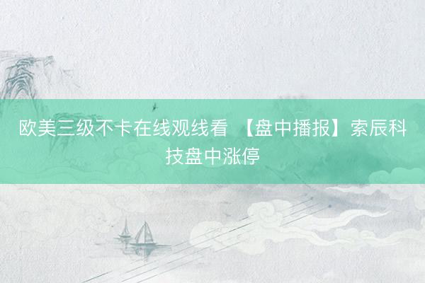 欧美三级不卡在线观线看 【盘中播报】索辰科技盘中涨停