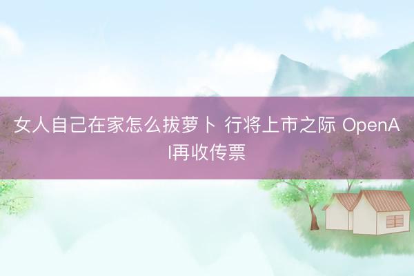 女人自己在家怎么拔萝卜 行将上市之际 OpenAI再收传票