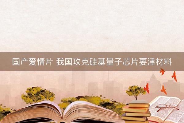 国产爱情片 我国攻克硅基量子芯片要津材料