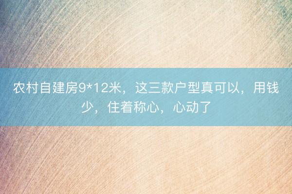 农村自建房9*12米，这三款户型真可以，用钱少，住着称心，心动了